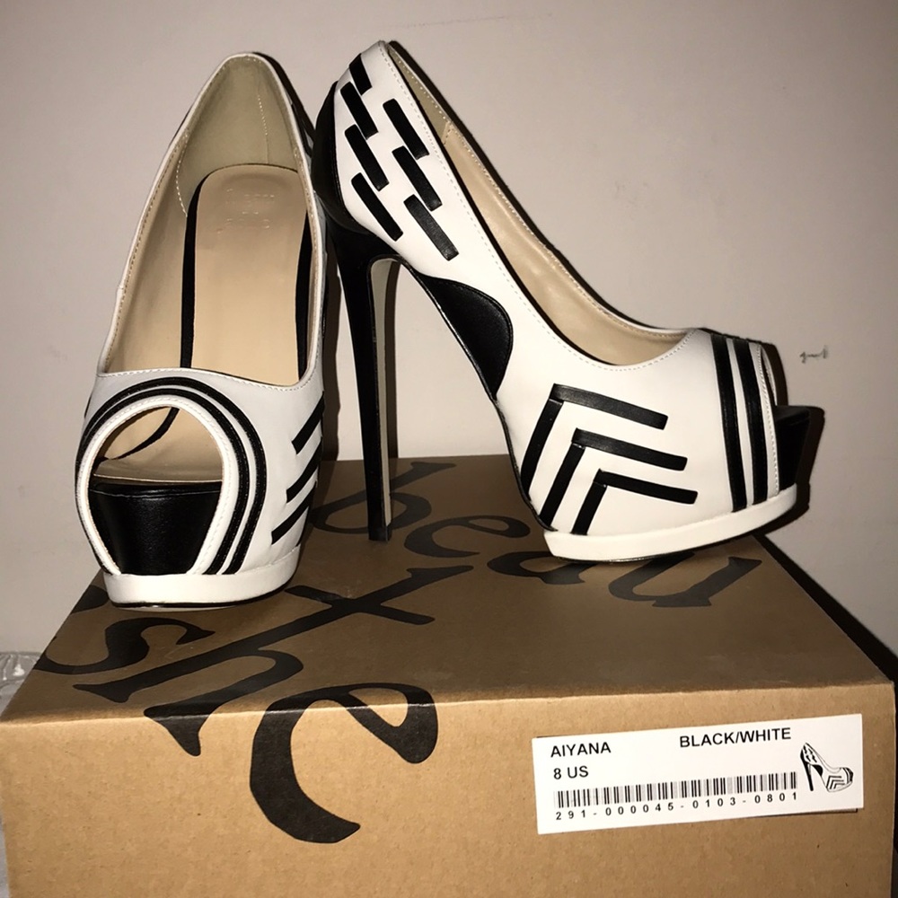 Beau+Ashe Black & White Heels